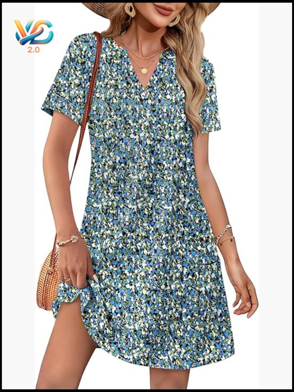 Casual V-Neck Midi Dress Summer Beach Vacation Wedding Guest